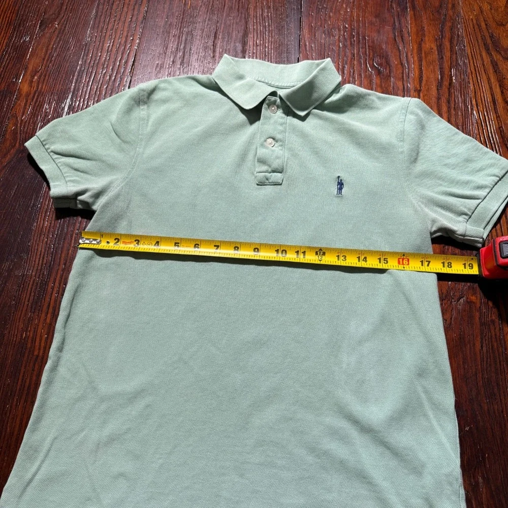 Vintage J Crew Oarsman Polo Shirt Mens Small Green Rugby Short Sleeve Slim‎ Fit